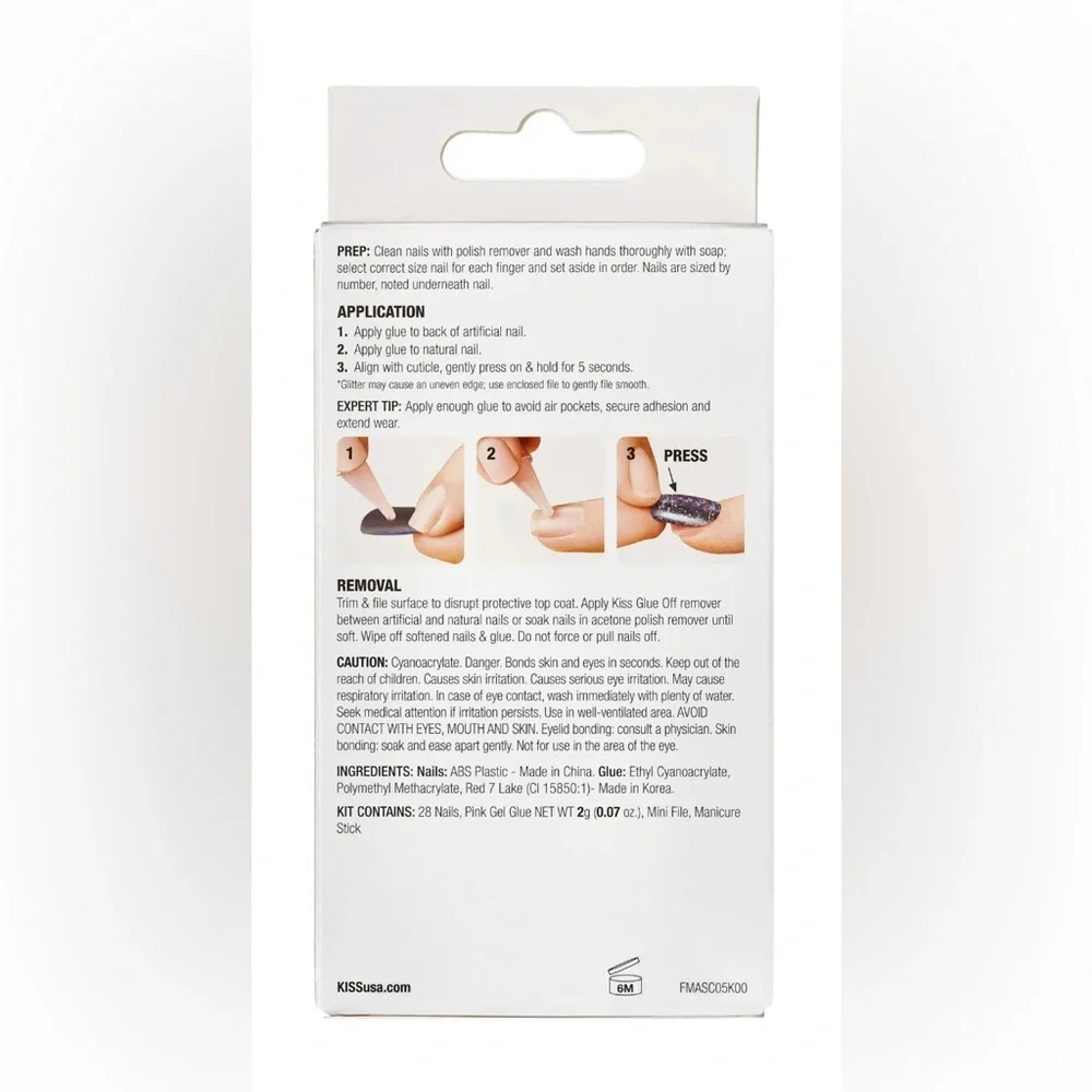 KISS Gel Fantasy Magnetic Press On Nails- Dignity Silver Short Squoval Shape - Picture 5 of 5